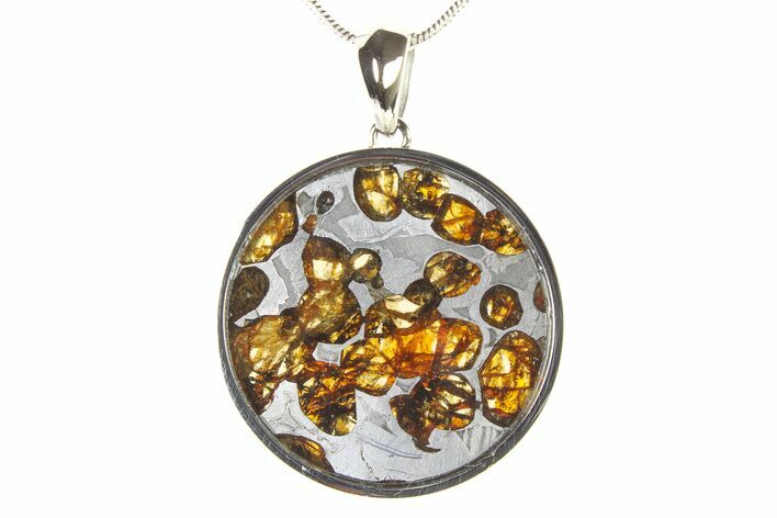 Sericho Pallasite Round Meteorite Pendant - Kenya #336129
